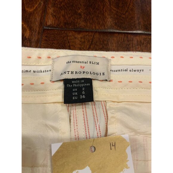 By Anthropologie "The Essential Slim" Red & White Pinstriped Pants, Size 2 (US) - Picture 4 of 6
